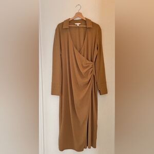H&M Camel Long Sleeve Wrap Dress
